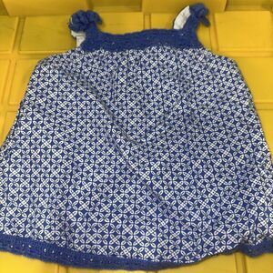 Janie and Jack Blue & White With Crochet Details Dress Size 18-24 Months Summer